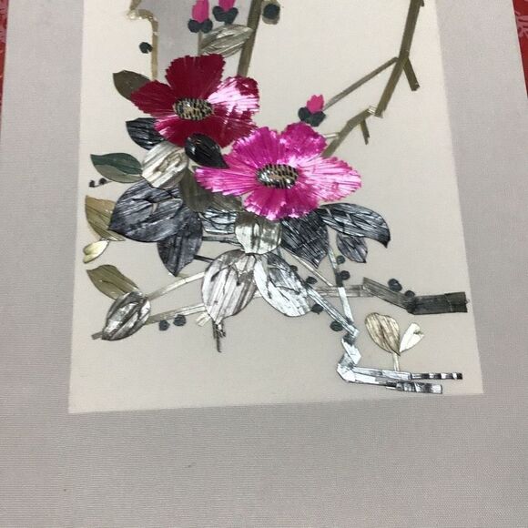 Pair of vintage Mai Cheng white silk paintings - Picture 7 of 10